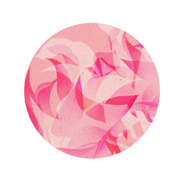 Floral round sticker with transparent background, water lily, tulip pattern, round sticker, digital illustration