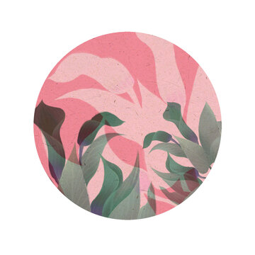 Floral round sticker with transparent background, water lily, tulip pattern, round sticker, digital illustration