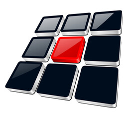 Logo abstract symbol, 3d icon red grey squares isolated.