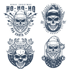 Horror Christmas set monochrome posters