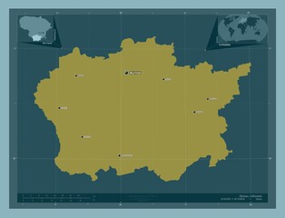 Alytaus, Lithuania. Solid. Labelled points of cities