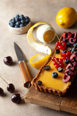 lemon tart with berries