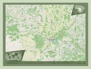 Kauno, Lithuania. OSM. Labelled points of cities
