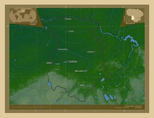 Marijampoles, Lithuania. Physical. Labelled points of cities