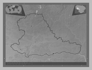 Taurages, Lithuania. Grayscale. Major cities