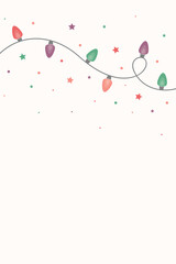 Colourful Christmas lights. Background with decorations. Vector illustration