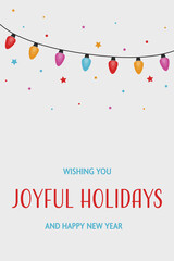 Hand drawn Christmas lights. Design of a greeting card. Vector illustration