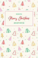 Hand drawn Christmas trees. Design of a winter card. Vector illustration