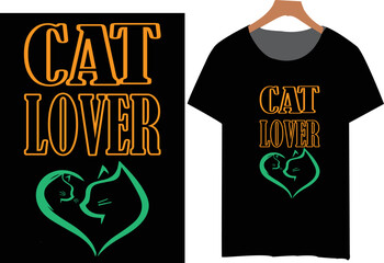 Cat Lover T-shirt Design, color changeable and printable