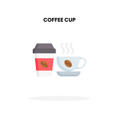 Coffee flat icon, with cup and mug drink Vector Illustration for Graphic Design Element. Isolated on white background
