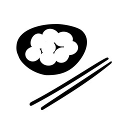 Glutinous rice balls illustration black and white color isolated