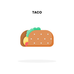 Taco flat icon, with vegetable, cheese and meat Vector Illustration for Graphic Design Element. Isolated on white background