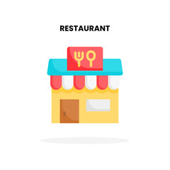 Restaurant flat icon. Building vector illustration design. Isolated on white background