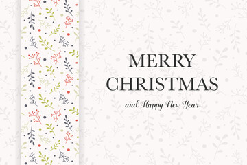 Concept of Christmas greeting card with branches of mistletoe. Xmas ornament. Vector