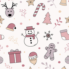 Christmas background with ornaments. Seamless pattern. Vector