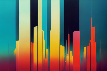 abstract futuristic city oil paint