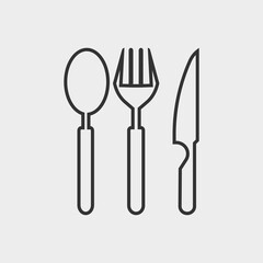 Folk knife and spoon vector icon illustration sign