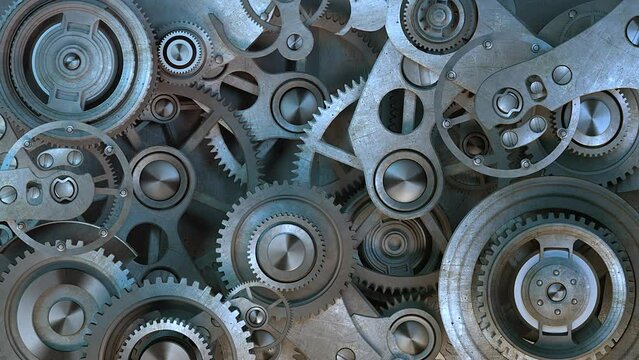 Background consisting of aluminumized wheels and gears