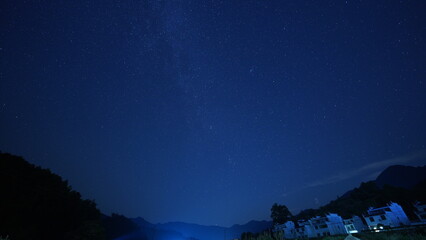 The dark night sky view with the milkyway as the background