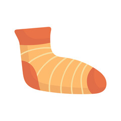 Woolen socks for feet icon. Accessory cotton and cartoon clothes. Textile color garment and cute apparel. Knitted and cozy for foot. Kid sock and child wardrobe vector illustration