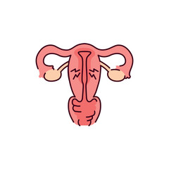 Endometrial hyperplasia color line icon. Gynecology problem