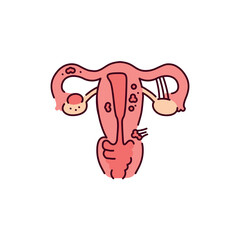 Endometriosis color line icon. Gynecology problem