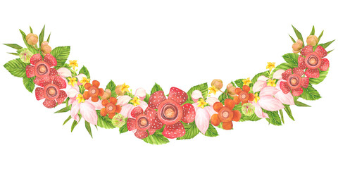 Philippine flora Christmas garland with Rafflesia and Katmon leaf