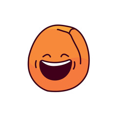 Apricot laughs color line icon. Mascot of emotions