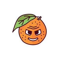 Orange with mocking emotion color line icon. Mascot of emotions