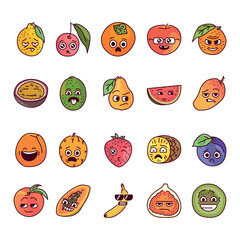 Characters color line icon. Mascots of emotions.