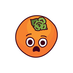 Surprised persimmon color line icon. Mascot of emotions