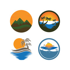 Sunset logo icon design symbol illustration