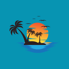 Fototapeta na wymiar Sunset logo icon design symbol illustration