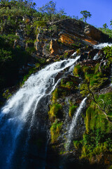 Beautiful, secluded Serra Morena waterfall in the Serra do Cipó region of Minas Gerais State, Brazil