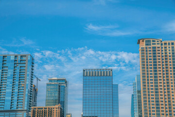 Fototapeta premium Austin, Texas Cityscape facade buildings against the sky