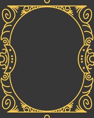 frame wedding invitation card template design, with black and gold colors combination with ornament
