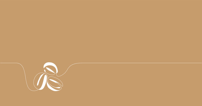 Vector illustration with the coffee beans. Single outline art with coffee seeds.