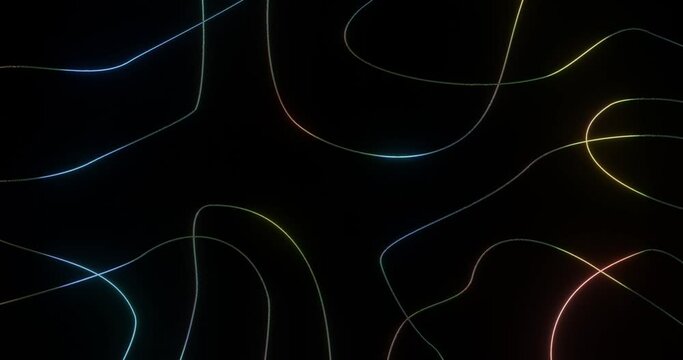 3d render with colorful curved lines on black