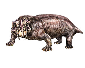 Obraz premium Lystrosaurus, a small herbivorous dinosaur