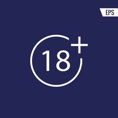 18+ vector icon illustration sign