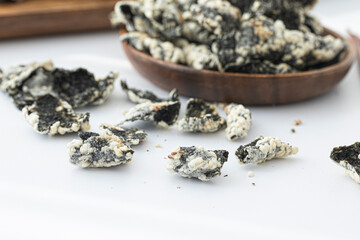 Laver bugak. Korean food fried with laver