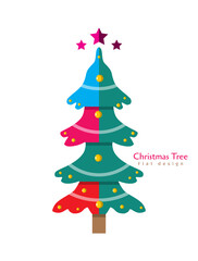 Flat christmas trees illustration vector collection