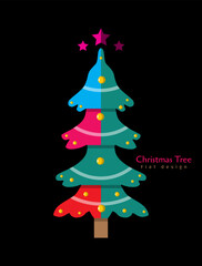 Flat christmas trees illustration vector collection