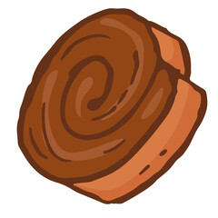 handdrawn doodle chocolate roll cake bread bakery pastry cuisine food