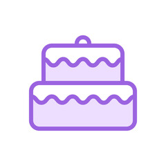 cake line icon in two colors isolated on white background. cake purple vector icon for web design, ui, mobile apps, print polygraphy and promo business