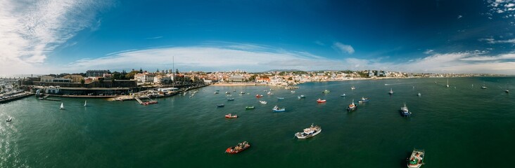 Aerial panoramic view of Cascais Bay, Portugal