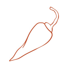Simple linear icon of hot chili pepper pod. Spices.