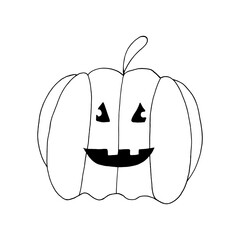 Hand drawn pumpkin. Vector illustration. Isolated on white background. Outline icon. Sketch for print, web, mobile and infographics. PNG, transparency.