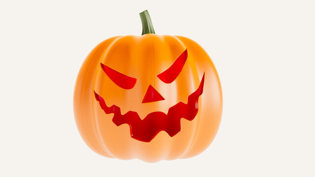 3D render of halloween pumpkin isolated on white background, halloween concept