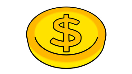 下から見上げるコインのイラスト